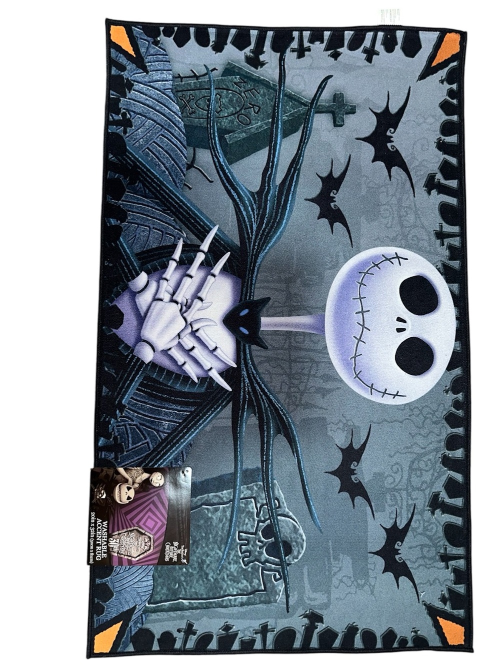 Disney The Nightmare Before Christmas Jack Skellington Gray & Black Accent rug
